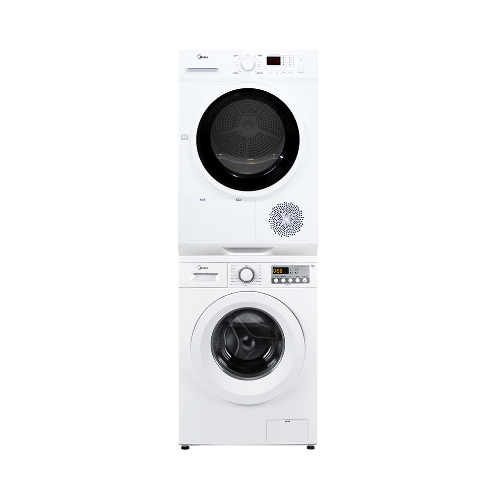 Media heat pump clothes dryer white MCD-H803W 8kg + Media drum washing machine inverter motor MW-F902W 9kg + Twin tower stacking kit visit installation